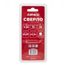 СВЕРЛО СТУПЕНЧАТОЕ 4-20 ММ, COBAL 5% (M35), ШЕСТИГРАННЫЙ ХВОСТОВИК ARNEZI R52090 ARNEZI арт. R5209011