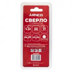 СВЕРЛО СТУПЕНЧАТОЕ 4-32 ММ, COBAL 5% (M35), ШЕСТИГРАННЫЙ ХВОСТОВИК ARNEZI R52090 ARNEZI арт. R5209012