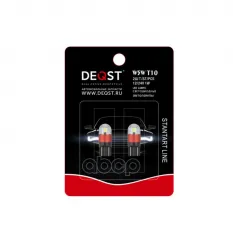 Лампа светодиодная T10 W5W LED Standart Line 12-24В 1Вт 6000K (к-т 2шт) DEQST 251001 DEQST арт. 251001