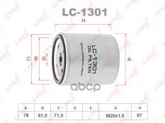 Фильтр масляный для CITROEN Jumper(230) 2.5D 94-02 / XM 2.5D-3.0 91-00 LYNXauto LC-1301 LYNXauto арт. LC-1301