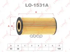 фильтрующий элемент масла! D83 d36.5 MAN D0834/36, MB W202/W124/W210/W461 94> LYNXauto арт. LO1531A