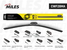 Щётка стеклоочистителя 700 мм (28) бескаркасная (10 адаптеров) Miles арт. cwf28ma