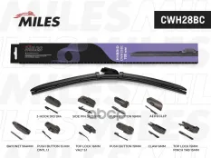 Щётка стеклоочистителя 700 мм (28) гибридная (10 адаптеров) Miles арт. cwh28bc