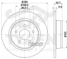 Диск тормозной, задний Ford C-Max II 10>, Kuga II, III 13>, Tourneo Connect II 13> TYREN арт. TYR1012861