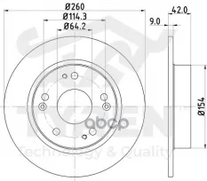 Диск тормозной, задний Honda Civic VIII, IX 05>, Great Wall C50 11> TYREN арт. TYR1013261