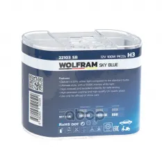 Лампа 12V H3 100W PK22s WOLFRAM SKY BLUE WHITE LIGHT 2 шт. DUOBOX 22103SB WOLFRAM арт. 22103SB