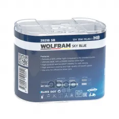 ЛАМПА 12V H8 35W PGJ19-1 WOLFRAM SKY BLUE WHITE LIGHT 2 ШТ. DUOBOX 29218SB WOLFRAM арт. 29218SB