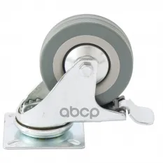 Колесо для тележки d=75мм 50кг платф. поворотное с тормозом резина серый СИБРТЕХ Сибртех арт. 68720