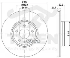 Диск тормозной, передний Audi A4 (B8, B9) 07>, A5 (8T, F5) 07> TYREN арт. TYR1023271