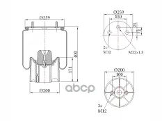 Пневморессора Premium со стаканом (пластик) 2шп.-M12 + 1шп.-штуц.-M22 — 3 года безусловной гарантии SONDER арт. 09.003.0025