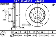 Тормозной диск BMW 3 VII (G20), 5 VII (G30, F90), 7 VI (G11, G12), X3 III, X4 II, X5 IV  2016- Rear LH Ate арт. 24012002552